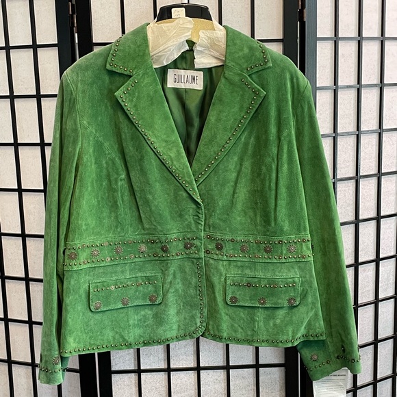 Guillaume Jackets & Blazers - Green Leather Jacket by Guillaume, SZ 1X New with Tags